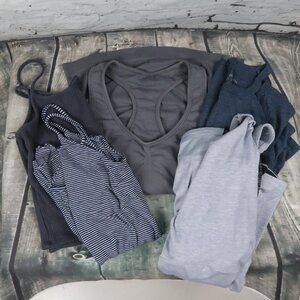 TANK TOP BUNDLE OF 6 TOPS HIGH NECK GREY BLACK & BLUE SIZE MEDIUM
